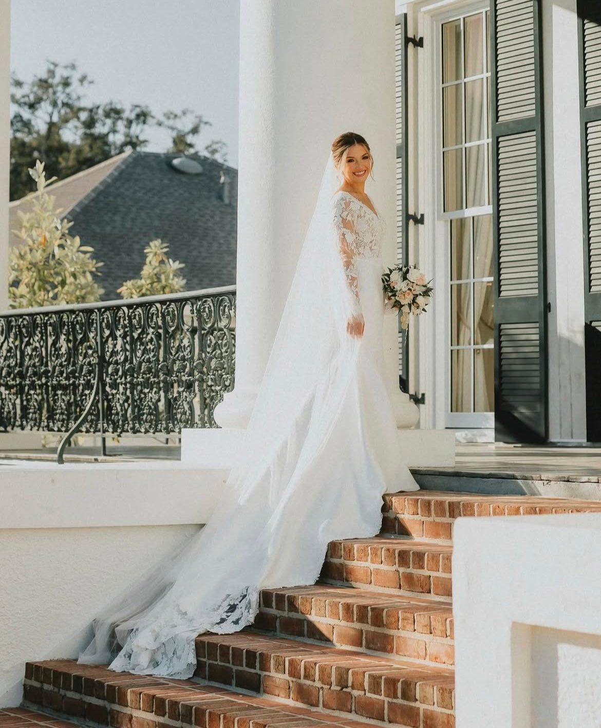 Trixie - long sleeve slim fit wedding dress with mikado bottom and lace insert in the train Trixie - long sleeve slim fit wedding dress with mikado bottom and lace insert in the train