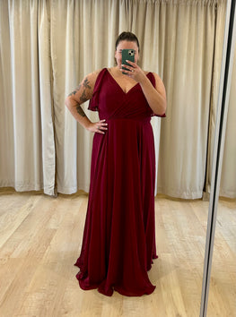 Stone - long chiffon dress with romantic sleeves