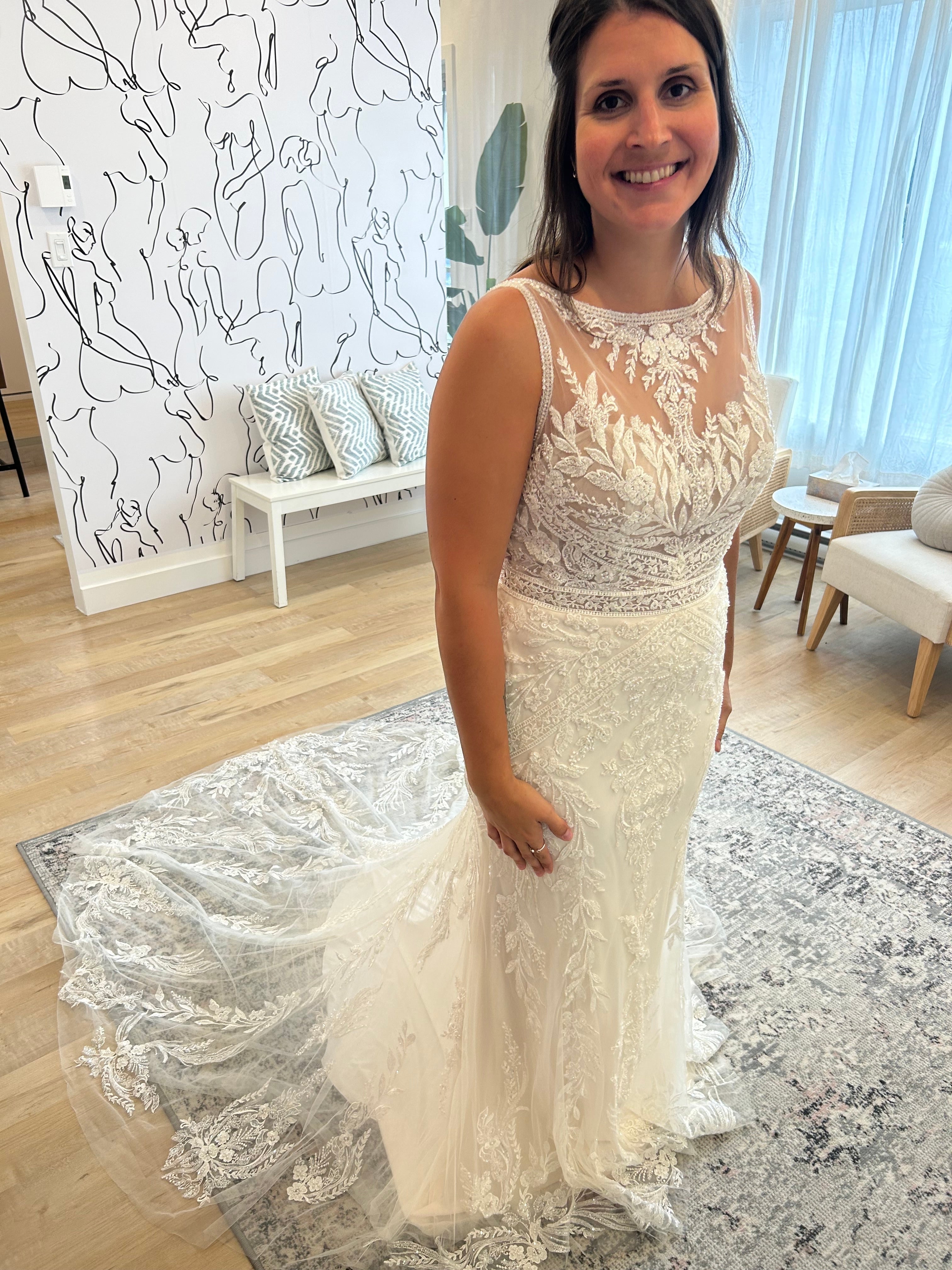 Kyle - high end boho glam inspired fitted wedding dress in luxurious lace with open back and tulle overskirt Kyle - high end boho glam inspired fitted wedding dress in luxurious lace with open back and tulle overskirt