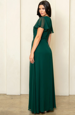 Kendy- robe longue à décolleté en V et volant