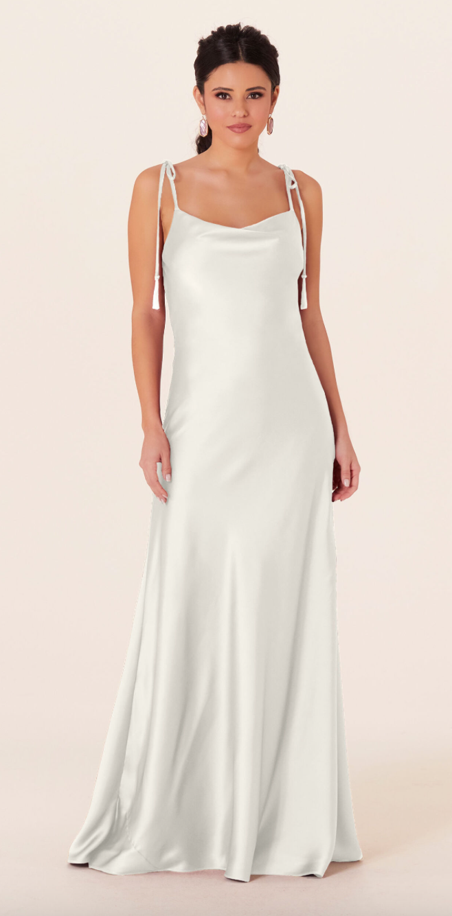 *EXCLUSIVITÉ* Dana - robe de mariée moderne ajustée en satin extensible avec bretelles fines nouées *EXCLUSIVITÉ* Dana - robe de mariée moderne ajustée en satin extensible avec bretelles fines nouées