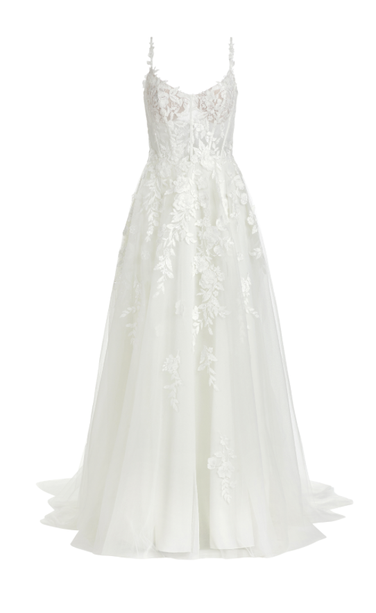 Bianka - robe de mariée romantique de coupe A en tulle et dentelle avec bretelles fines et encolure arrondie Bianka - robe de mariée romantique de coupe A en tulle et dentelle avec bretelles fines et encolure arrondie