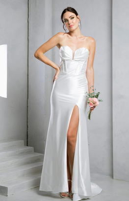 Haylay - robe de mariée simple en jersey satin sans bretelles