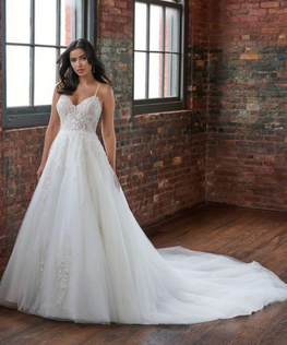 *EXCLUSIVITÉ* Noah - robe de mariée coupe A en tulle avec haut brodée et bretelles fines avec dos ouvert
