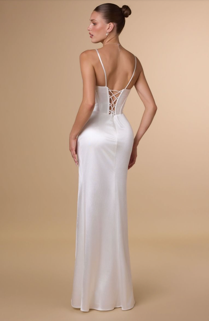 Valentina - robe de mariée simple en satin à haut de style corset avec dos lacé Valentina - robe de mariée simple en satin à haut de style corset avec dos lacé