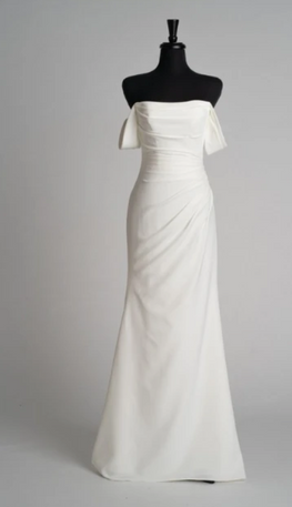 *EXCLUSIVITÉ* Maggie - robe de mariée minimaliste en crêpe extensible de coupe ajustée avec avec bretelles tombantes