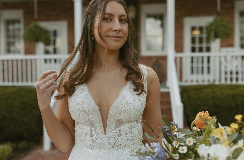 Ewa - boho wedding dress with plunging V-neck top and chiffon skirt Ewa - boho wedding dress with plunging V-neck top and chiffon skirt