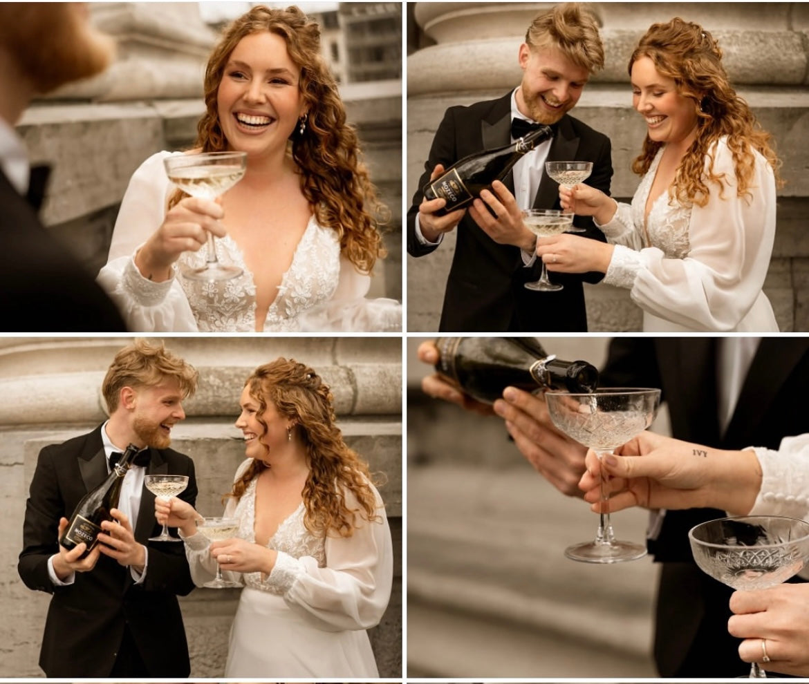 Fancy - wedding dress with long chiffon puff sleeves, lace top, open back and chiffon skirt Fancy - wedding dress with long chiffon puff sleeves, lace top, open back and chiffon skirt