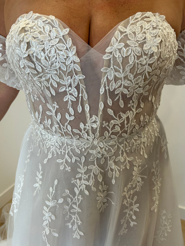 MACDOUGAL Elegant Tulle A-line Bridal Gown with Beaded Straps and Swag  Sleeves Wedding Dress vestido de noiva robe de mariée - AliExpress