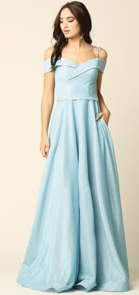 Farley - robe longue en jersey scintillant off shoulders avec décolleté en coeur, poches, bretelles tombantes et jambe fendue Farley - robe longue en jersey scintillant off shoulders avec décolleté en coeur, poches, bretelles tombantes et jambe fendue