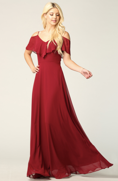 Brithany - Boho-style maxi dress with thin straps and ruffles Brithany - Boho-style maxi dress with thin straps and ruffles