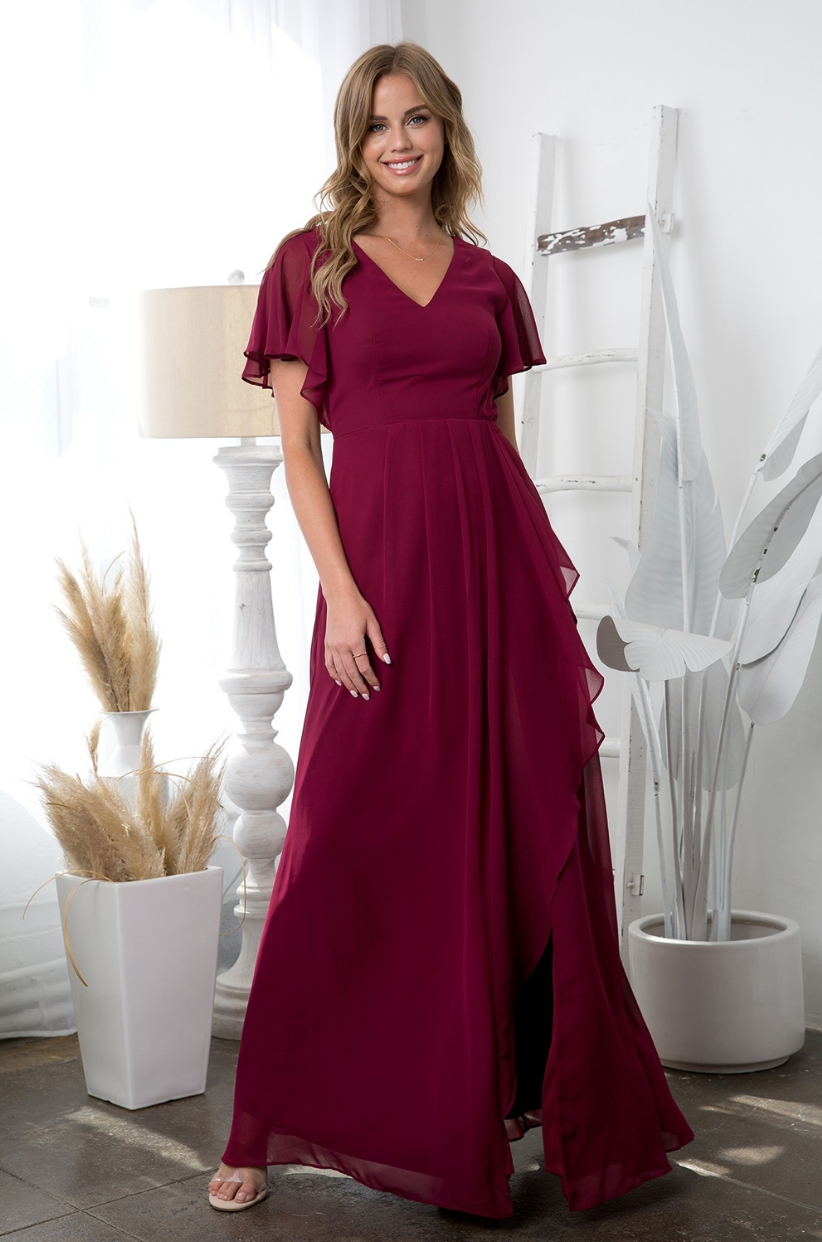 Tessy - robe longue à décolleté en V et jambe fendue Tessy - robe longue à décolleté en V et jambe fendue