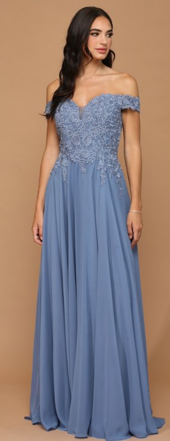 Tux - Robe longue à épaules dénudées avec dentelle et dos lacé Tux - Robe longue à épaules dénudées avec dentelle et dos lacé