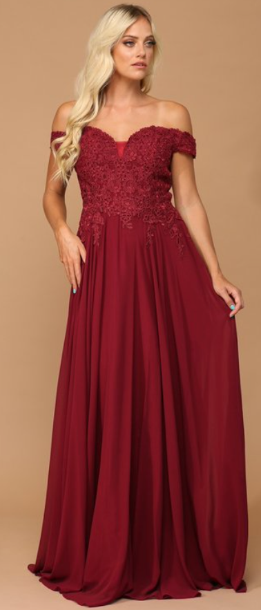 Tux - Robe longue à épaules dénudées avec dentelle et dos lacé Tux - Robe longue à épaules dénudées avec dentelle et dos lacé