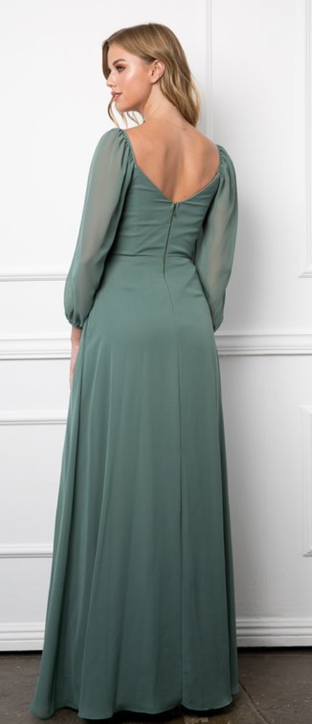 Donkey - robe longue à décolleté en V et manches bouffantes avec poches Donkey - robe longue à décolleté en V et manches bouffantes avec poches