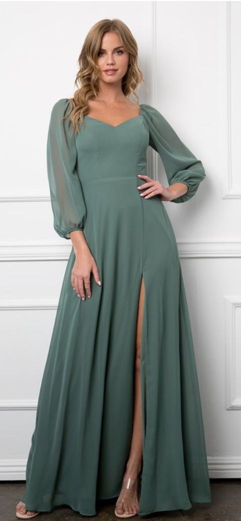 Donkey - robe longue à décolleté en V et manches bouffantes avec poches Donkey - robe longue à décolleté en V et manches bouffantes avec poches