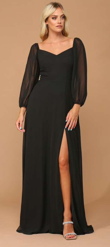 Donkey - robe longue à décolleté en V et manches bouffantes avec poches Donkey - robe longue à décolleté en V et manches bouffantes avec poches