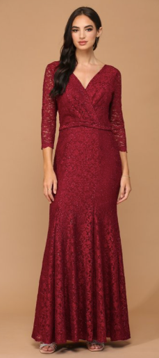 Pamela - robe de coupe droite en dentelle extensible avec brillants légers et manches ¾ Pamela - robe de coupe droite en dentelle extensible avec brillants légers et manches ¾