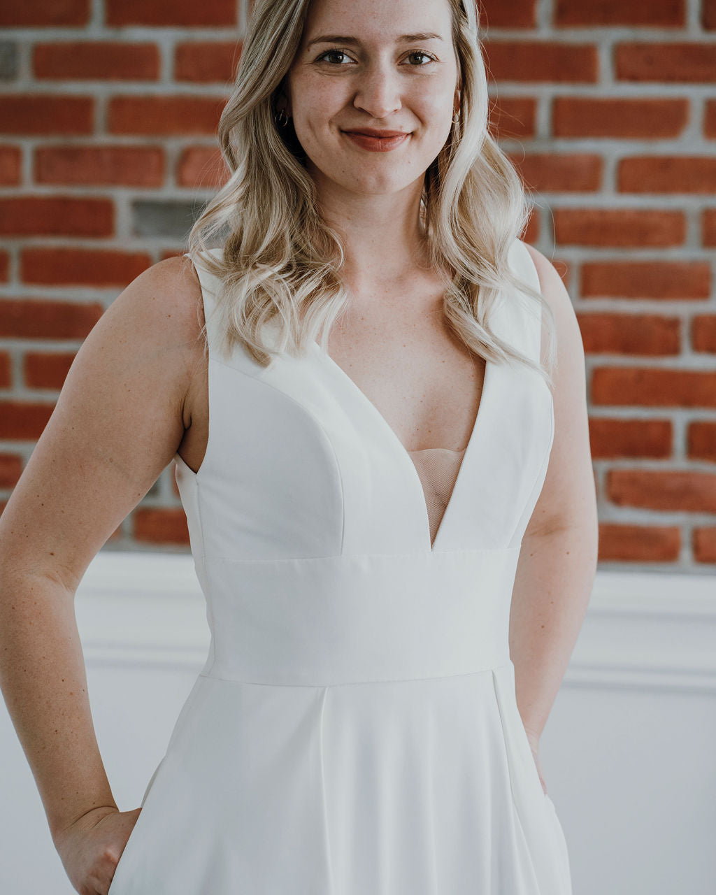 Paris - classic wedding dress with illusion plunging neckline and open back Paris - classic wedding dress with illusion plunging neckline and open back