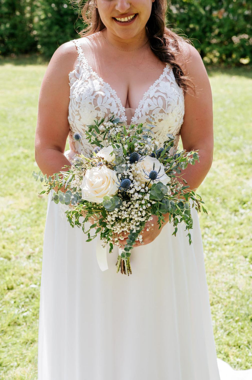 Kit - boho wedding dress with cotton lace and chiffon skirt