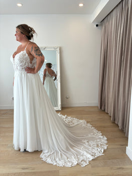 Brayson - robe de mariée boho avec dentelle et jupe en chiffon à traîne magistrale