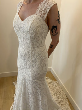 Tilley - fitted lace wedding dress with wide straps and open V back