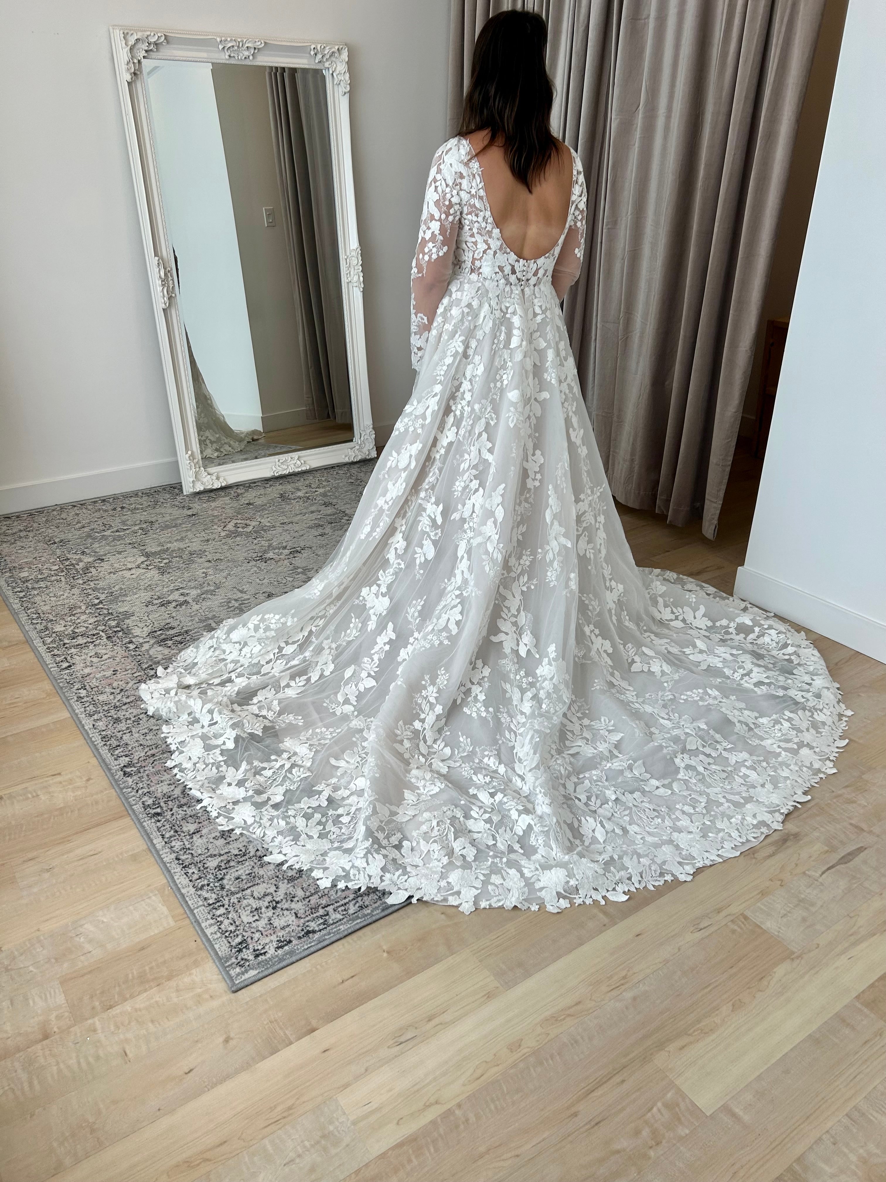 Allison - high end lace wedding dress with plunging V back