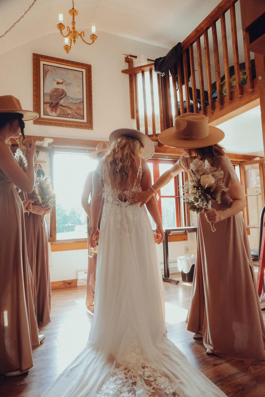 Kit - robe de mariée boho avec dentelle de coton et jupe en chiffon