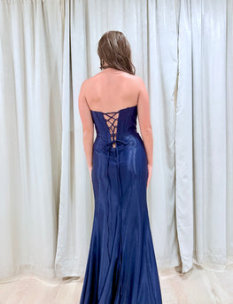 Kylie - Robe longue bustier à effet corset en jersey extensible coupe sirène avec fente à la jambe