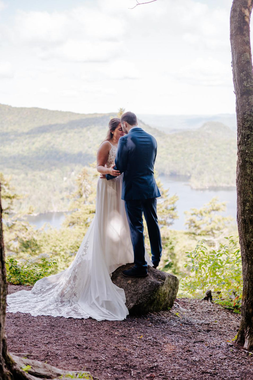 Kit - boho wedding dress with cotton lace and chiffon skirt