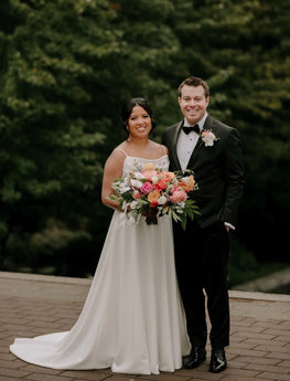 *EXCLUSIVITÉ* Margo - robe de mariée moderne coupe A en crêpe avec poches à la jupe