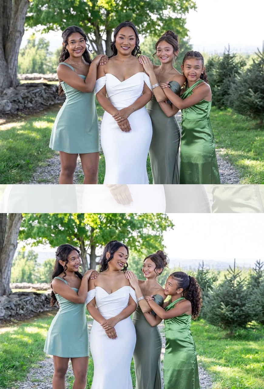 Grigio - robe de mariée ajustée en crêpe extensible avec bretelles off soulders amovibles