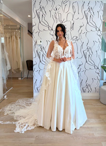 Elias - robe de mariée classique avec haut en dentelle sexy de style corset  jupe de satin mât avec crinoline