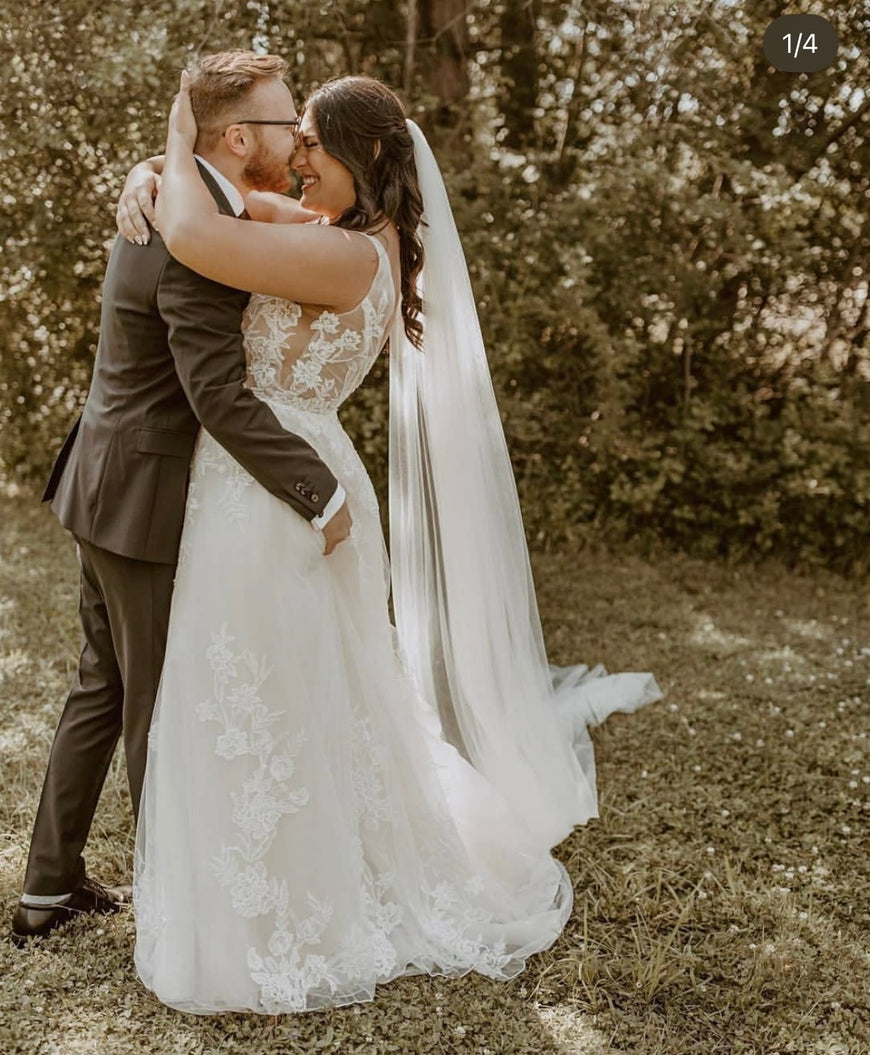 Cooper - A-line boho wedding dress with unique floral lace