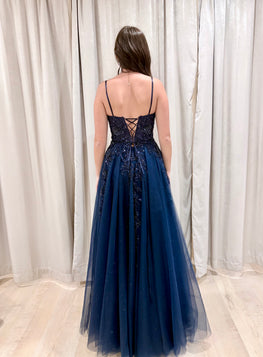 Magnolia - robe longue en tulle avec corset brodé et dos lacé