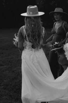 Kit - boho wedding dress with cotton lace and chiffon skirt
