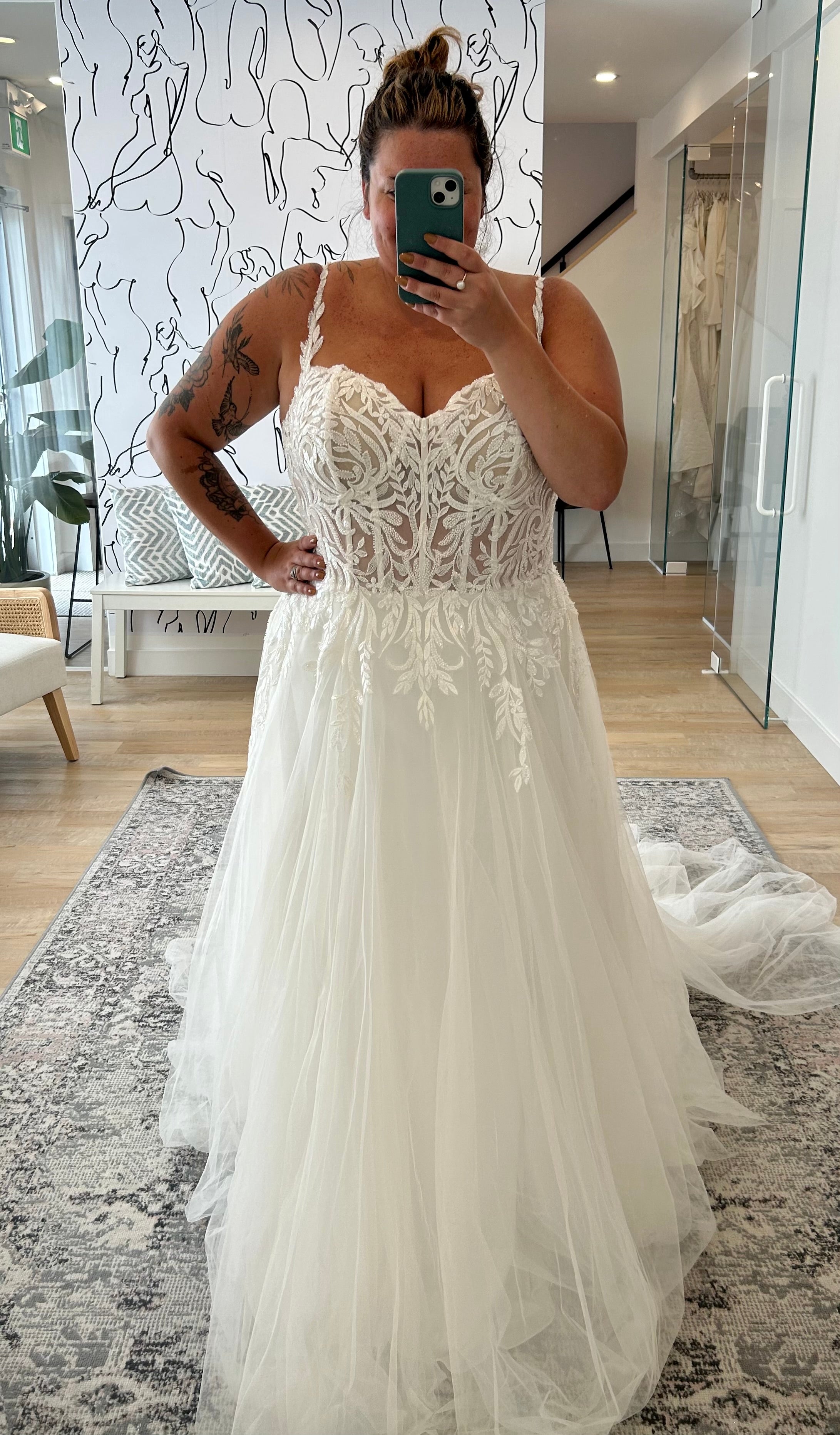 Crystal *plus size* - A line boho wedding dress with geometric lace