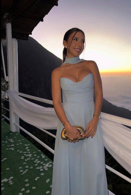 Magnus - robe longue en chiffon sans bretelles avec dos lacé, avec châle