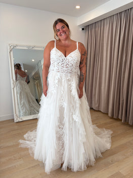 Lauria - robe de mariée boho à jupe volantée avec haut en dentelle sans perlage