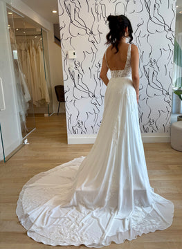 Lou - robe boho romantique moderne en dentelle et jupe de chiffon