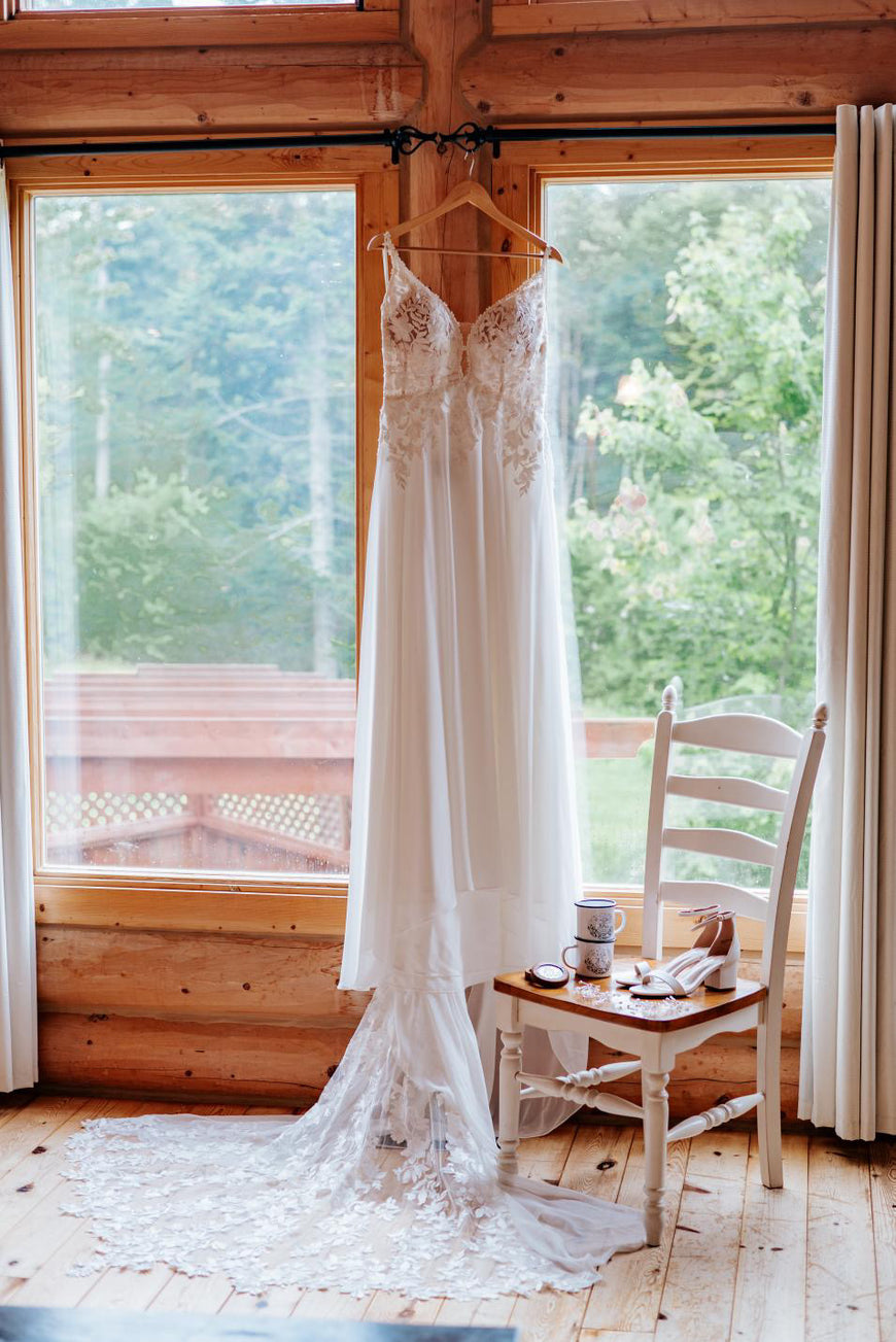 Kit - boho wedding dress with cotton lace and chiffon skirt