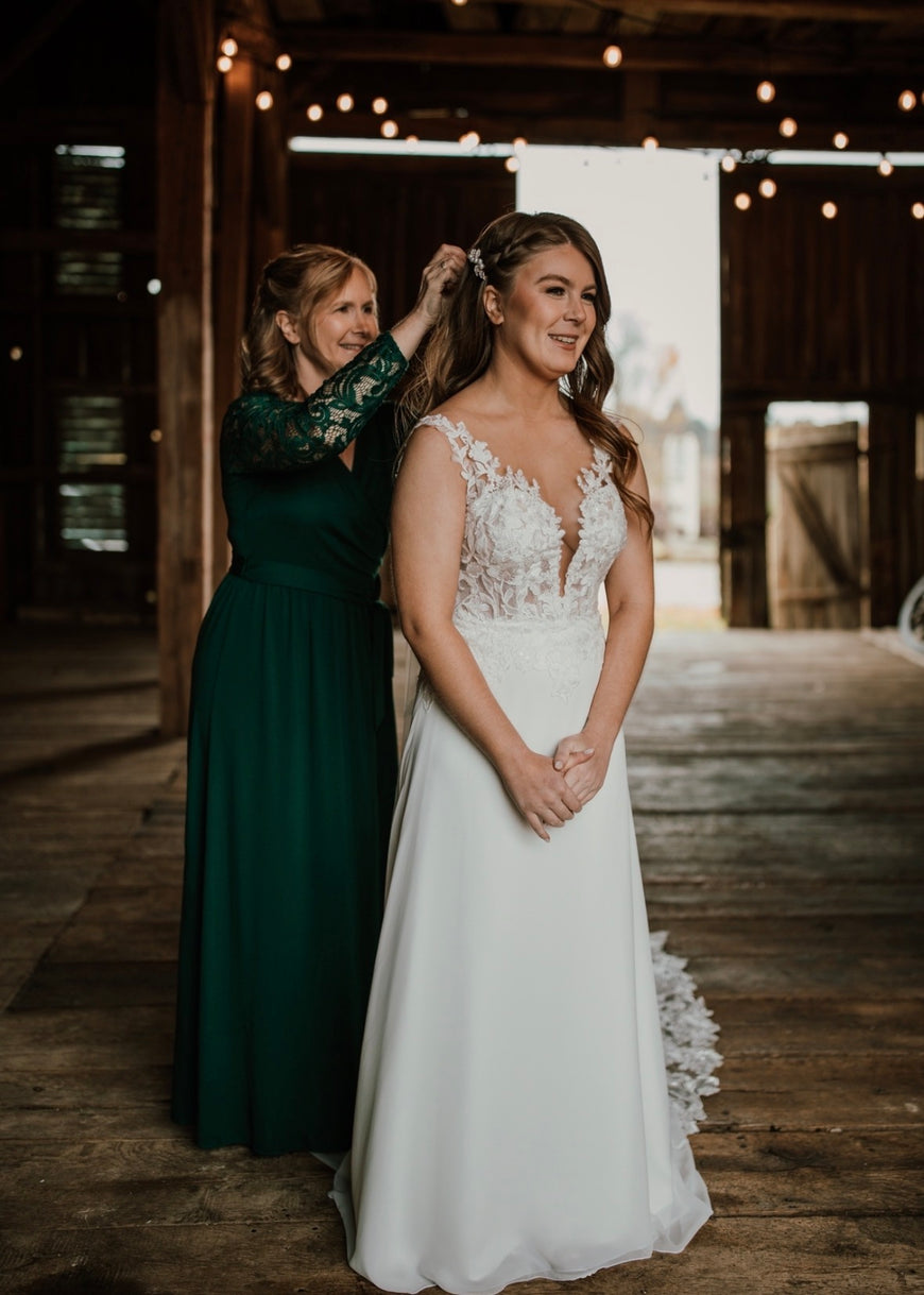 Lissie - robe boho romantique en dentelle et jupe de chiffon avec bretelles larges