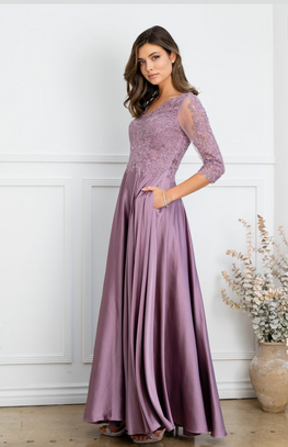 Jenna - robe de coupe A en satin et haut en dentelle brodée