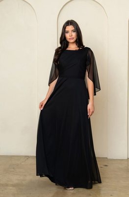 Gina - robe longue avec manches voilées et poches