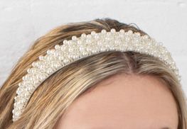 Tiffany - Premium Ivory Beaded Hair Hoop