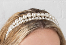 Rayna - Cerceau à cheveux à perles ivoire