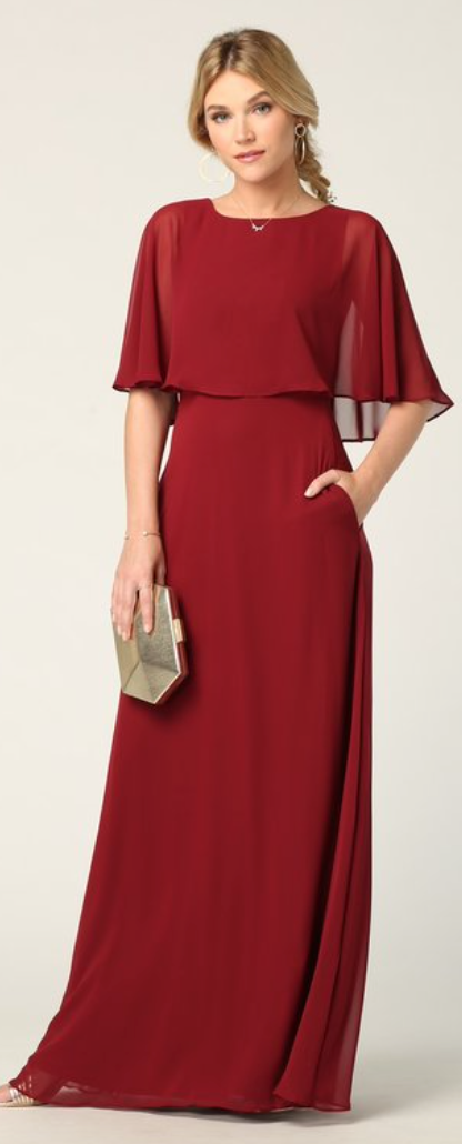 Johanna robe longue en chiffon avec poches et volant au haut