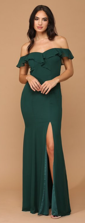 Piper straight fit maxi dress with off shoulder slit