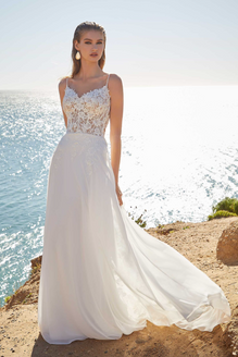 Taylor - boho wedding dress with cotton lace and chiffon skirt