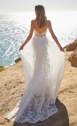 Taylor - boho wedding dress with cotton lace and chiffon skirt